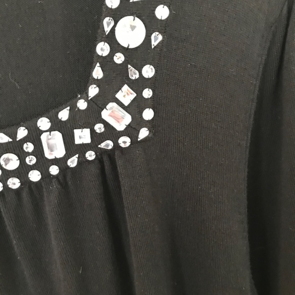 LANE BRYANT Cotton Tunic Black Square Neck Rhinestone Women’s Plus Size 2X 26/28 - Picture 6 of 10